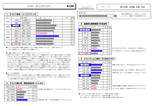 個人特性分析診断結果サンプル